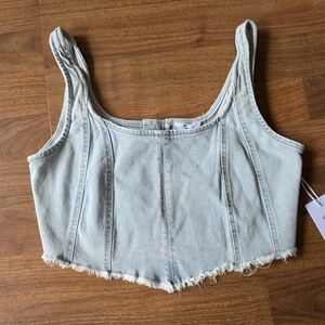 Light Blue Denim Crop Top